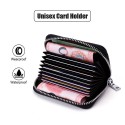 Unisex Card Holder PU Leather Solid Color Zipper Wallet Card Clamp Large Capacity Short Purse