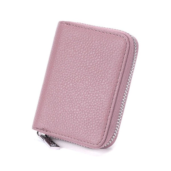 Unisex Card Holder PU Leather Solid Color Zipper Wallet Card Clamp Large Capacity Short Purse