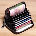 Unisex Card Holder PU Leather Solid Color Zipper Wallet Card Clamp Large Capacity Short Purse