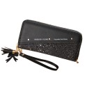 Women Wallet Clutch Bag Glitter Splicing PU Leather Zipper Card Cellphone Holder Mini Purse