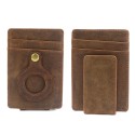 Men Cards Holder Compatible with Airtag RFID Blocking Cash Clip Purse Brown