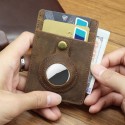 Men Cards Holder Compatible with Airtag RFID Blocking Cash Clip Purse Brown