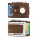 Men Cards Holder Compatible with Airtag RFID Blocking Cash Clip Purse Brown