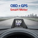 Car HUD Display, OBD+GPS Smart Gauge High Definition Speedometer Car Diagnostic Tool OBD Fault Code Elimination Safe Driving Computer Overspeed Fault Alarm for All Vehicles