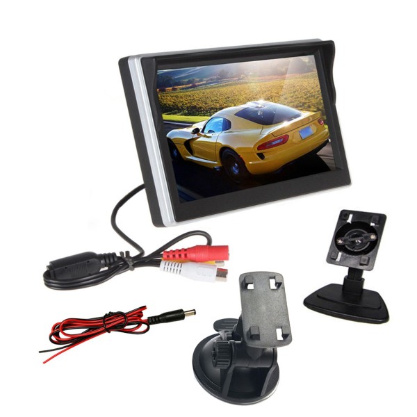5'' TFT-LCD Backup Camera Support On Board Camera / DVD /Surveillance Camera /Set top box /Satellite Reception for Truck Pickup Car Rear View Security Monitor & Waterproof